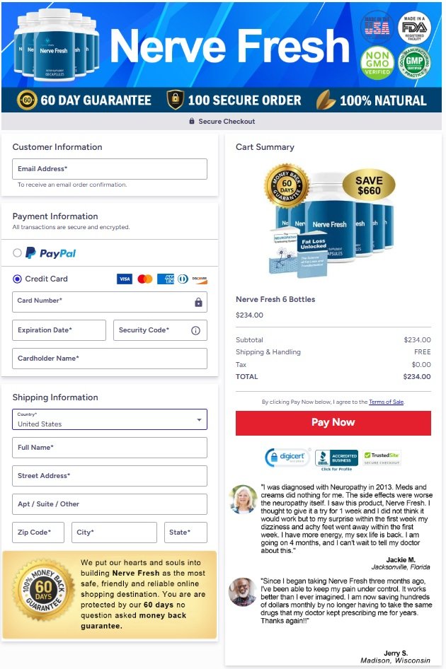 Nerve Fresh Official Website Secure Order Page